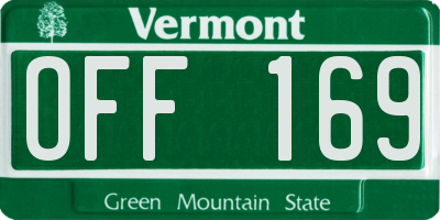 VT license plate OFF169