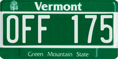 VT license plate OFF175