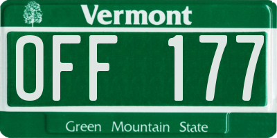 VT license plate OFF177