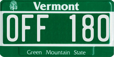 VT license plate OFF180