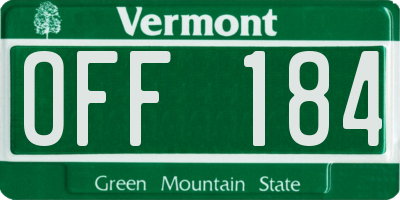VT license plate OFF184