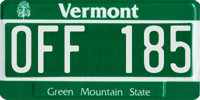 VT license plate OFF185