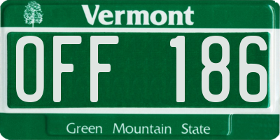VT license plate OFF186