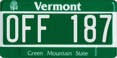 VT license plate OFF187