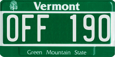 VT license plate OFF190