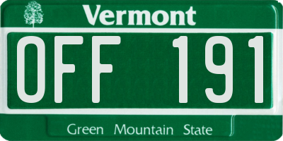 VT license plate OFF191