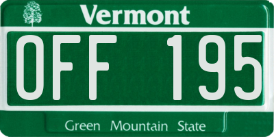 VT license plate OFF195