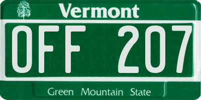VT license plate OFF207