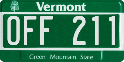 VT license plate OFF211