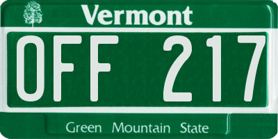 VT license plate OFF217