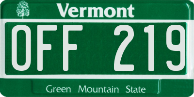 VT license plate OFF219