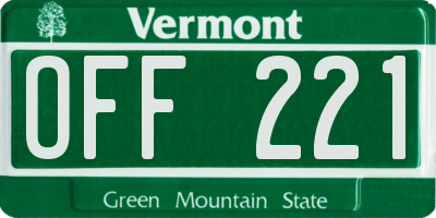 VT license plate OFF221