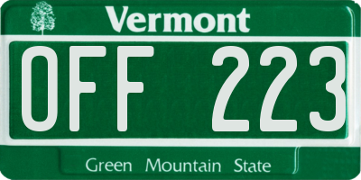 VT license plate OFF223