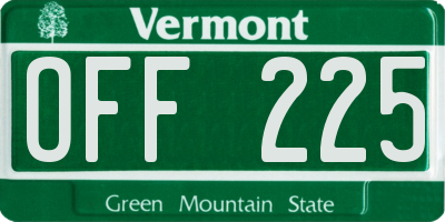 VT license plate OFF225