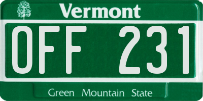 VT license plate OFF231