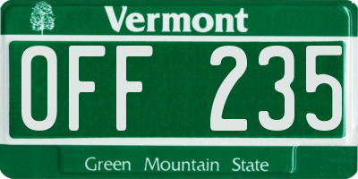 VT license plate OFF235