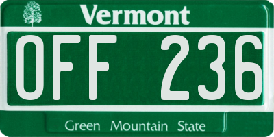 VT license plate OFF236