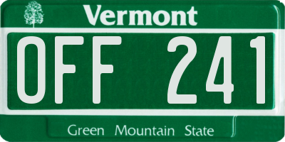 VT license plate OFF241