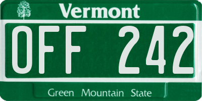 VT license plate OFF242