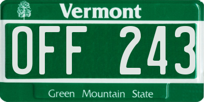 VT license plate OFF243