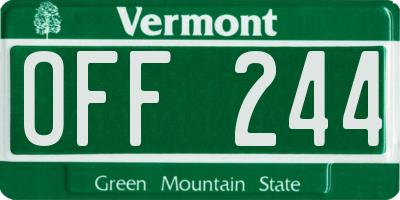 VT license plate OFF244