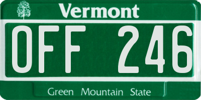 VT license plate OFF246