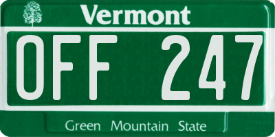 VT license plate OFF247