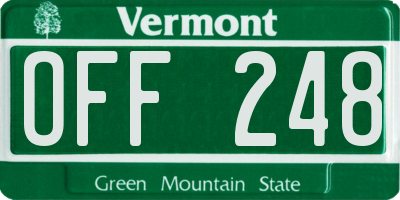 VT license plate OFF248