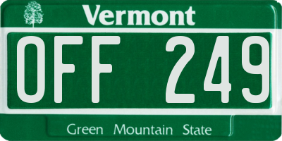 VT license plate OFF249