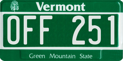 VT license plate OFF251