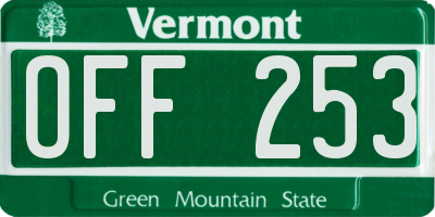 VT license plate OFF253