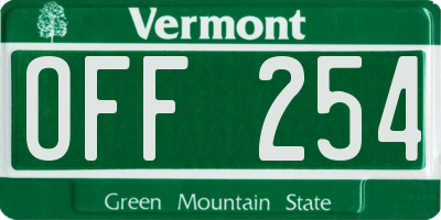 VT license plate OFF254