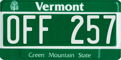 VT license plate OFF257