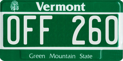 VT license plate OFF260