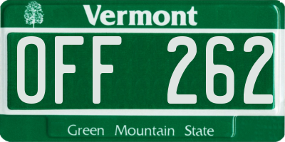 VT license plate OFF262