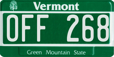 VT license plate OFF268