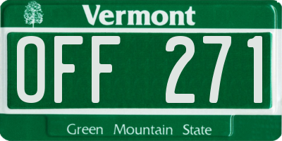 VT license plate OFF271
