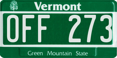 VT license plate OFF273