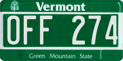 VT license plate OFF274