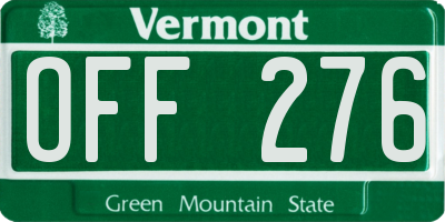 VT license plate OFF276