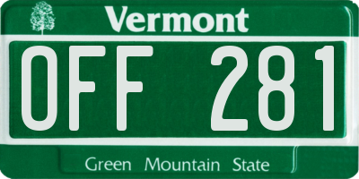 VT license plate OFF281