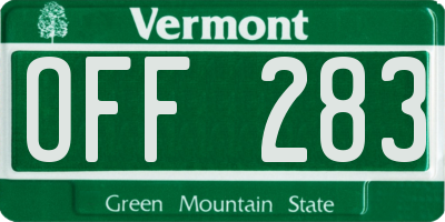 VT license plate OFF283