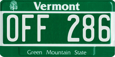 VT license plate OFF286