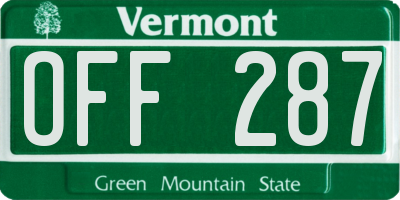 VT license plate OFF287
