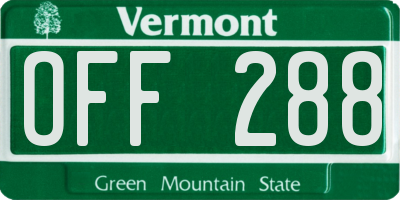 VT license plate OFF288