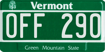 VT license plate OFF290