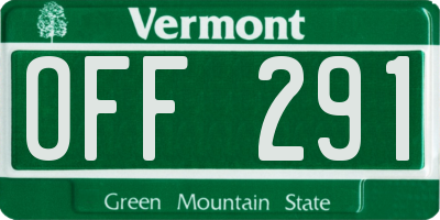 VT license plate OFF291