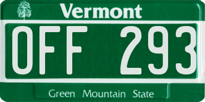 VT license plate OFF293