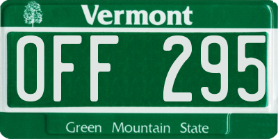VT license plate OFF295