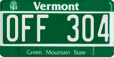 VT license plate OFF304